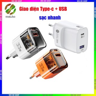 Phích cắm sạc điện thoại di động Củ Sạc Nhanh Trong Suốt 20W/33W PD Pioneer A + C chân cắm USB và Type-C