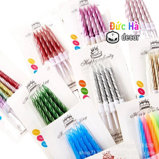 Phụ kiện bánh sinh nhật cho bé 1 Vỉ nến 10 cây - trang trí bánh sinh nhật bánh kem