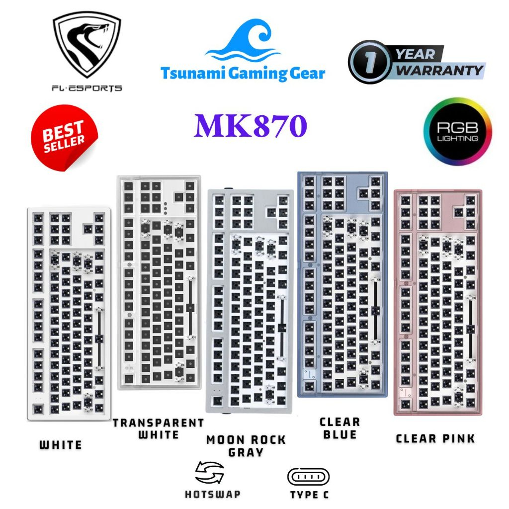 Kit phím cơ FL-Esports MK870/ RGB/ Hotswap/ 1 Mode - USB Type C - Chính hãng