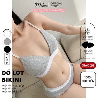 Bộ Đồ Lót Không Gọng Đệm Mút Mỏng Cotton Thoáng Mát Trẻ Trung Thoải Mái Kiểu Bikini Có Tăng Đơ Điều Chỉnh Mebra