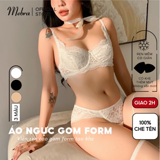 Bộ quần áo lót ren cô dâu trắng ngọc gom tròn quả ngực có gọng không mút quần cách điệu Mebra thiết kế