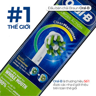 Đầu Bàn Chải Điện Oral-B Braun Cross Action - Lông Chải 16° Làm Sạch Sâu, Đầu Thay Bàn Chải Oral B CrossAction Xoay Tròn