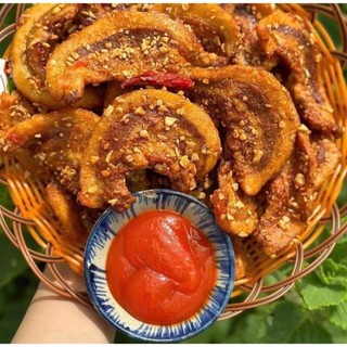 Ba rọi cháy mắm tỏi lon 250gram snack ăn vặt