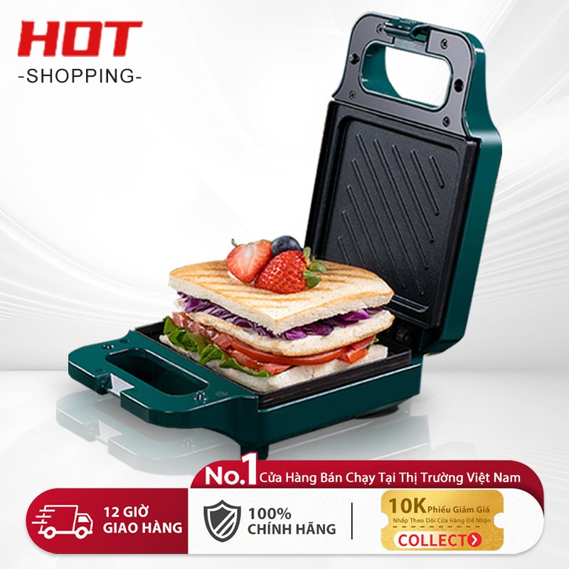 Máy làm bánh sandwich Máy kẹp nướng bánh mì ép nướng bánh mỳ dài làm đồ ăn sáng và kinh doanh  Máy làm bánh Máy bánh quế