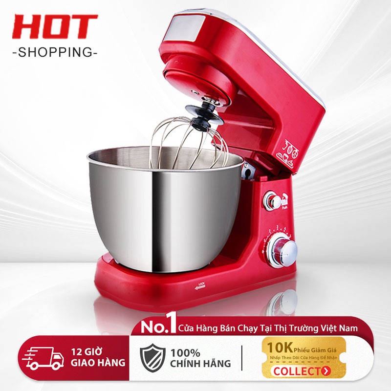 (Hàng chính hãng) Máy nhào bột thố 5L/6.5 1000W/1350W của chạy rất êm - Đánh trứng, trộn salad - BH 6 năm