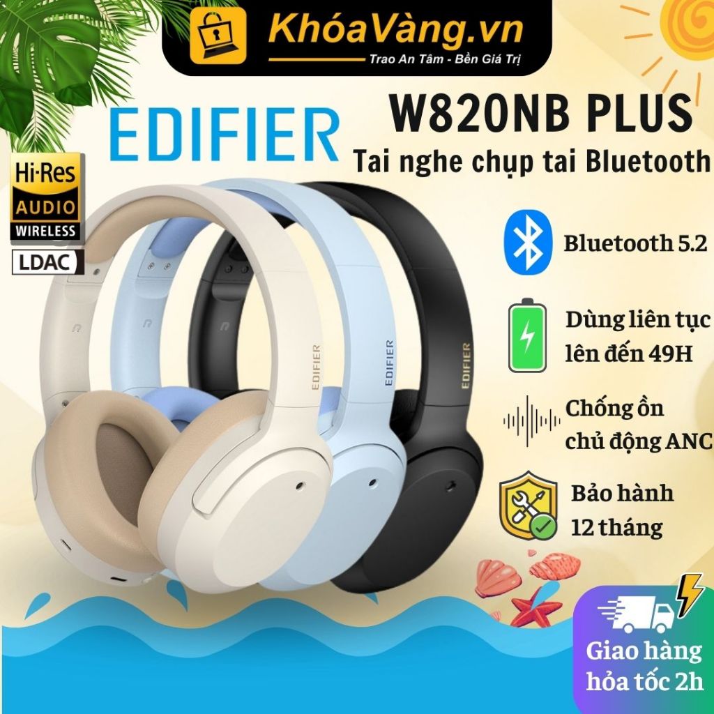 Tai nghe chụp tai Bluetooth 5.2 EDIFIER W820NB PLUS | Chống ồn chủ động ANC | Pin trâu | Chính hãng - Bảo hành 12 tháng