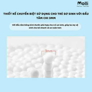 Tăm bông thân giấy Molli cho bé 200c/hộp