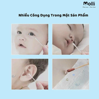 Tăm bông thân giấy Molli cho bé 200c/hộp