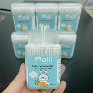 Tăm bông thân giấy Molli cho bé 200c/hộp