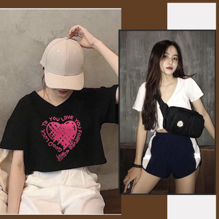 Áo thun croptop rộng cổ tim ulzzang mén clothing - áo phông croptop form rộng basic dễ phối đồ