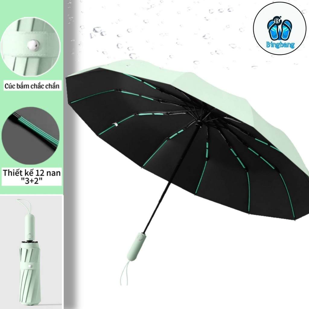 Ô dù che mưa đi nắng đóng mở tự động - Dù gấp gọn 60 nan cao cấp chống tia UV, chống gió giật thế hệ