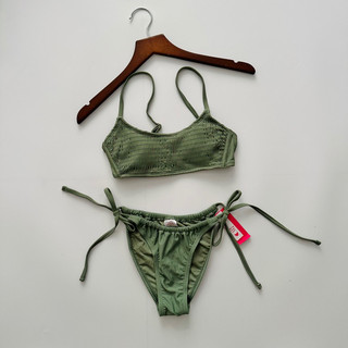 Bikini 2 mảnh màu xanh rêu/ nâu cột dây xinh xắn, hãng Xhiralation
