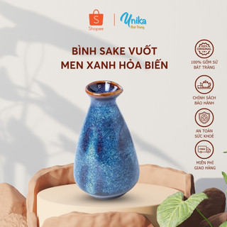 Bình Rượu Sake Vuốt Men Xanh Hoả Biến - Gốm Sư Cao Cấp Bát Tràng