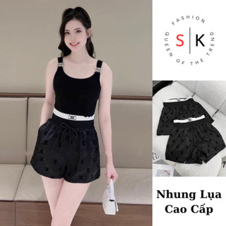 Quần Short Nữ Cạp Cao Thêu Chữ Chất Lụa Mềm Mát Cao Cấp, Quần Đùi Nữ Phối Cạp Chun Viền Trắng CELIVE Đẹp Dễ Phối SK44
