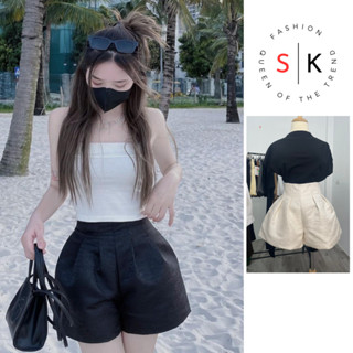  Quần Short Xòe Phồng 2 Lớp Đẹp BIG SIZE Cạp Cao Quần Đùi Vải Tafta xước Giãn Chuẩn Form Dễ Phối Đồ -SK 