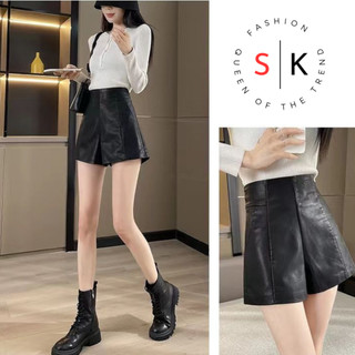 Quần short da nữ đẹp chất da cao cấp cạp cao ôm eo có túi dáng basic, quần đùi nữ khóa kéo sau tôn dáng năng động-SK