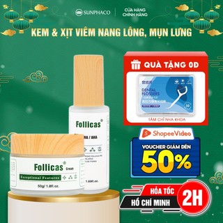  Kem + Xịt Viêm Nang Lông Follicas Giúp Giảm Mụn Lưng Viêm Lỗ Chân Lông