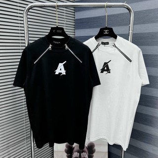 Áo Phông Nam Nữ DSQ In Chữ A Siêu Nét - Áo Thun Nam Nữ DSQ Phối 2 Khoá Viền Vai Phong Cách Boy Phố