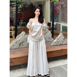 Áo trễ vai elysnie cúp ngực nhiều màu pearl tốp