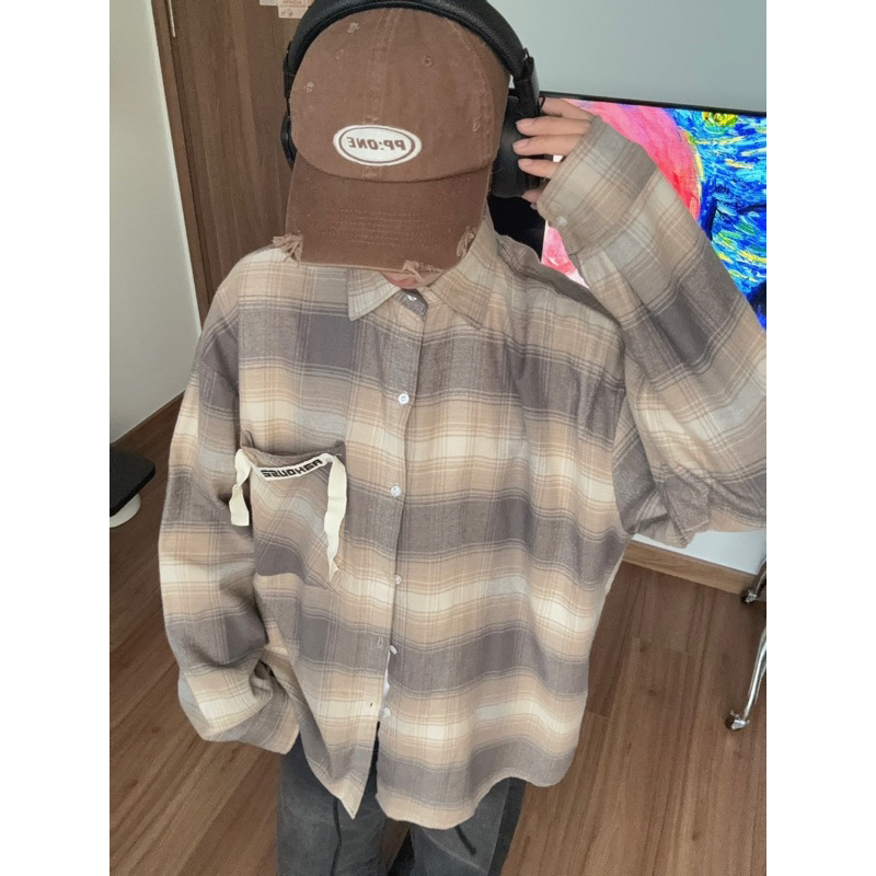 ÁO SƠ MI CARO AB HOUSE MÀU COOKIE SIZE L