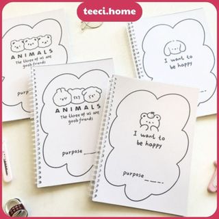 Sổ Tay Vở Ghi Chú Gáy Lò Xo In Hình Bear Bìa Nhám B5 Kẻ Ô Vuông TEECI Y007