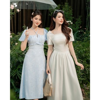 Đầm nữ Twentyfive dáng dài vải thun phối tà sợi thô 2 lớp phong cách ulzzang 5692