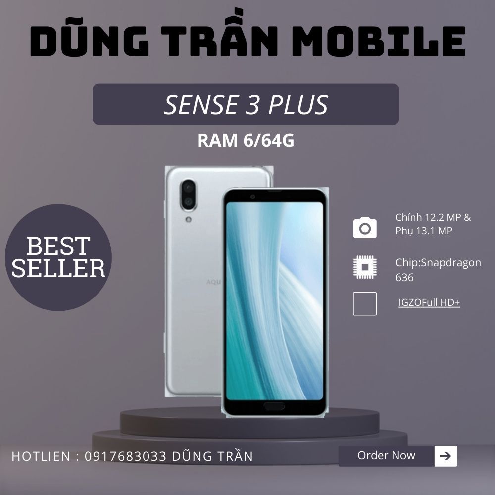 ĐIỆN THOẠI SHARP AQUOS SEN 3 PLUS MÁY ĐẸP NGUYÊN ZI BẢN 1 SIM RAM 6/64G