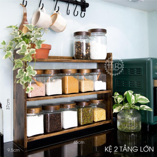 Kệ đựng gia vị nhà bếp gỗ tự nhiên 3 tầng