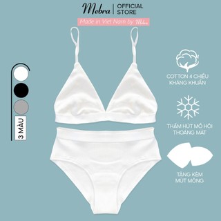 Bộ bikini cotton bra không gọng có mút mỏng quần tam giác bản to gợi cảm mặc thường ngày và đi biển MEBRA A061