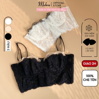  Áo Corset Đen Có Gọng Nâng Có Mút Mỏng Lắp Rời Mix Viền Ren Mềm Mại Cup Ngang Dây Rời  bộ đổ lót Mebra