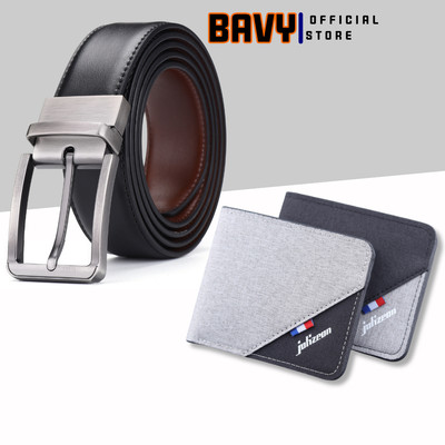 Combo thắt lưng da + ví nam cao cấp thời trang Ba Vy FASHION chất liệu da và vải canvas KH12