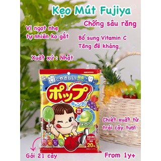 Kẹo mút trái cây chống sâu răng bé Fujiya Nhật Pop Candy 21 cây