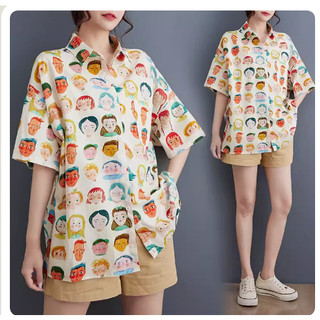 B269 Áo sơ mi bigsize họa tiết nổi bật trẻ trung