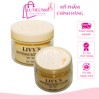 COMBO 10 hũ body Livy’s vàng trắng da mờ thâm makeup kháng nước 250gam