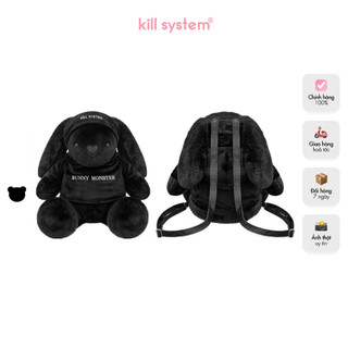  Balo gấu bông Bunny Monster hình thỏ màu đen dây quai da Kill System