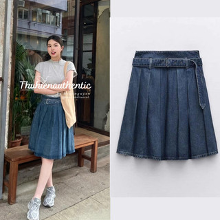 Chân váy zara 3660/293/401 trf demin box pleat màu xanh đậm