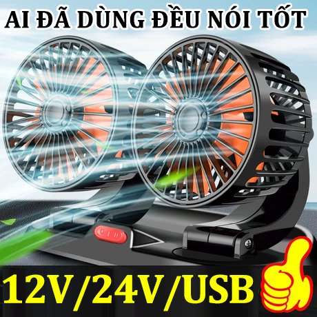 Quạt ô tô siêu mạnh usb 5V,12v,24v,quạt mini xoay 360 độ,quạt đôi tẩu có bảng số điện thoại ô tô,dùng cho ô tô,văn phòng