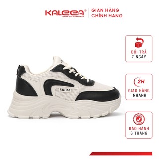 Kaleea - Giày Thể Thao Nữ Độn Đế Cao 5p Chất Da Phối Lưới Đi Thoáng Chân - T141