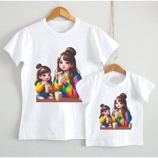 SĨ áo mẹ và bé gái, áo đôi mẹ và bé trai chất cotton mịn mát áo cặp chất cotton mịn mát