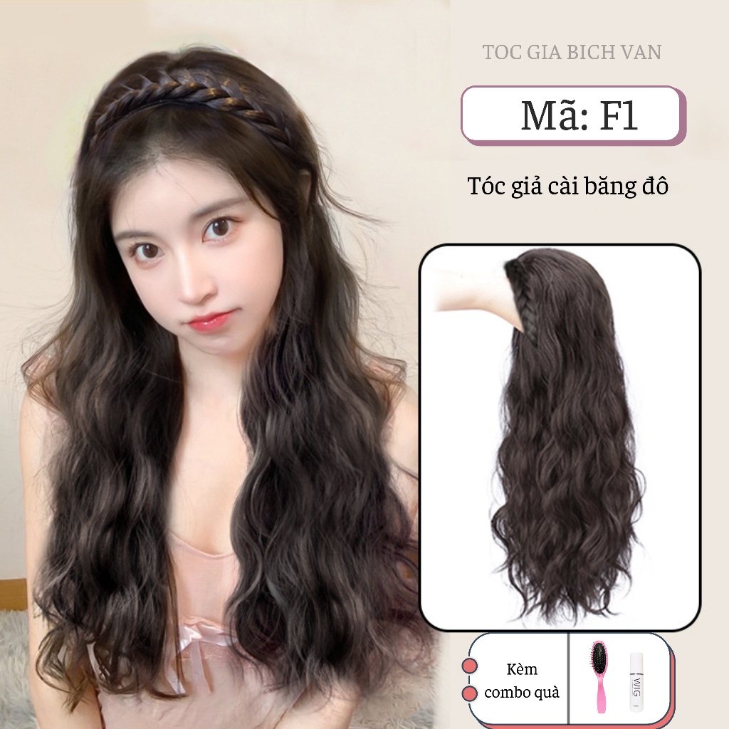 Tóc giả cài nửa đầu, cài băng đô tóc giả