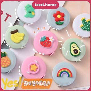 Hộp Thước Dây Rút Mini 150cm Dáng Tròn Cuộn Rút Nhỏ Gọn Đo Vòng Eo Nút Bấm Tự Thu Gọn TEECI D099
