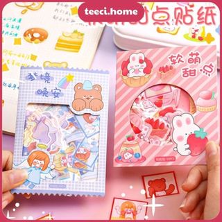 Set Sticker 45 Tấm Miếng Hình Dán Sweet Trang Trí Sổ Tay Mohamm Điện Thoại Vở Khay Đựng Bút TEECI D103