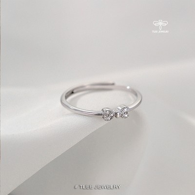 Nhẫn bạc nữ TLEE, nhẫn nơ đá tự chỉnh size xinh xắn TLEE JEWELRY