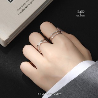 Nhẫn bạc nữ TLEE, nhẫn móc chéo trơn basic TLEE JEWELRY