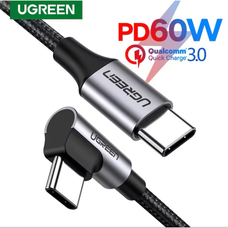 Cáp sạc nhanh Type C to Type C góc 90 độ UGREEN 60W - Hàng chính hãng