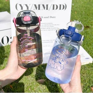 Bình nhựa đựng nước cho bé có ống hút chất liệu Tritan dung tích 640ml thiết kế hoạt hình dễ thương