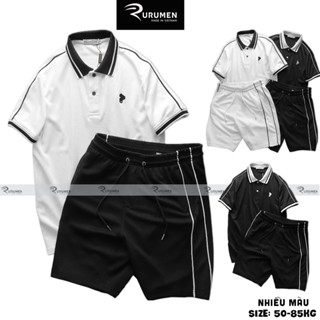 Set Bộ Thun Nam Áo Polo Tay Ngắn Boy Phố Quần Short Thun Lạnh Mùa Hè RURUMEN