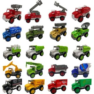 Bộ đồ chơi 4 xe công trình, xe cứu hỏa , xe cảnh sát, xe công chay bằng cót
