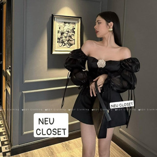 [HÀNG LOẠI 1] Váy trễ vai dài tay tafta phối tay tơ óng siêu sang chảnh đầm đi tiệc phối hoa trà đầm trễ vai dài tay, sẵ