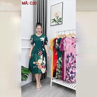 Váy trung niên dành cho bà, cho mẹ siêu sang, chất lụa mềm mướt, form suông thoải mái.. Nữ Wome